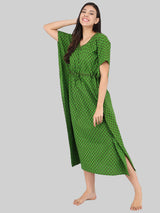 Green Booti Print Cotton Kaftan