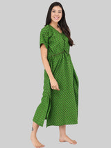 Green Booti Print Cotton Kaftan