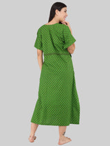 Green Booti Print Cotton Kaftan
