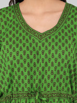 Green Booti Print Cotton Kaftan
