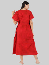 Red Booti Print Cotton Kaftan