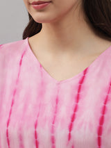 Pink Tie and Dye Print Rayon Kaftan