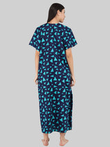 Sea Blue Triangle Print Cotton Kaftan