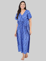 Blue Wave Print Cotton Kaftan by Shararat