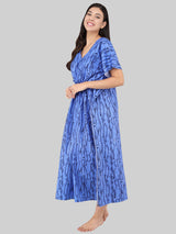 Blue Wave Print Cotton Kaftan by Shararat