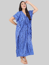 Blue Wave Print Cotton Kaftan by Shararat
