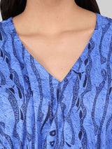 Blue Wave Print Cotton Kaftan by Shararat