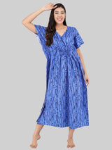 Blue Wave Print Cotton Kaftan by Shararat