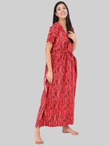 Red Wave Print Cotton Kaftan