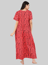Red Wave Print Cotton Kaftan