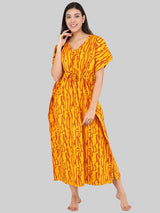 Yellow Wave Print Cotton Kaftan