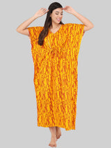 Yellow Wave Print Cotton Kaftan