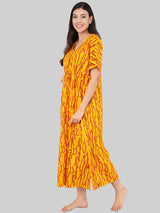 Yellow Wave Print Cotton Kaftan
