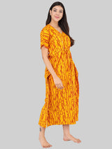 Yellow Wave Print Cotton Kaftan