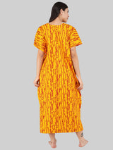 Yellow Wave Print Cotton Kaftan