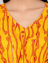 Yellow Wave Print Cotton Kaftan