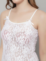 Women's Lace Long Babydoll/ Lingerie Nightwear Long Gown -White
