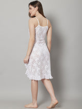 Women's Lace Long Babydoll/ Lingerie Nightwear Long Gown -White