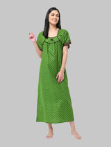 Green & Brown Women's Floral Print Nighty
