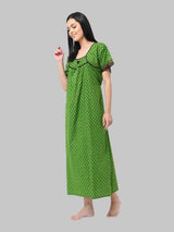 Green & Brown Women's Floral Print Nighty