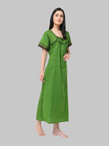 Green & Brown Women's Floral Print Nighty