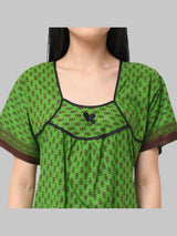 Green & Brown Women's Floral Print Nighty