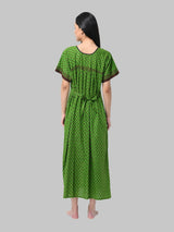 Green & Brown Women's Floral Print Nighty