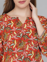 Muticolor Floral Printed Women's Night Suit