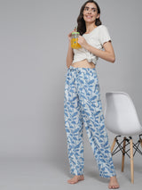 Blue Leaf Women's Cotton Pyjama by Shararat