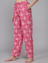 Pink Women's Paisley Cotton Pyjama