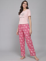 Pink Women's Paisley Cotton Pyjama