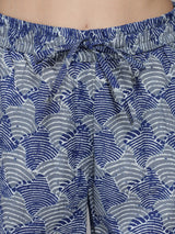 Navy Blue Sea Shell Women's Cotton Pyjama