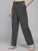 Black Women's Square Check Cotton Pyjama by Shararat