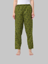 Green and Black Cotton Abstract Print Women's Pyjama