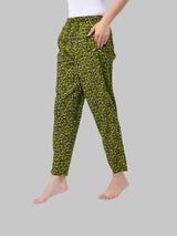 Green and Black Cotton Abstract Print Women's Pyjama
