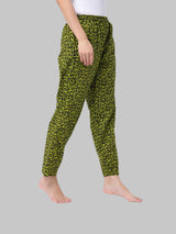 Green and Black Cotton Abstract Print Women's Pyjama