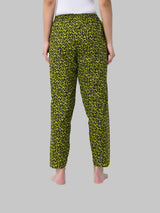 Green and Black Cotton Abstract Print Women's Pyjama