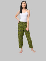 Green and Black Cotton Abstract Print Women's Pyjama