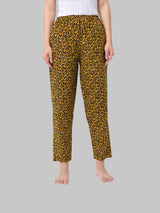 Mustard and Black Cotton Abstract Print Women's Pyjama