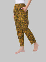 Mustard and Black Cotton Abstract Print Women's Pyjama