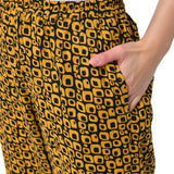 Mustard and Black Cotton Abstract Print Women's Pyjama