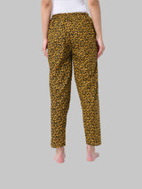 Mustard and Black Cotton Abstract Print Women's Pyjama