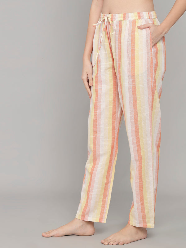 Multicolor Cotton Stripe Women's Pyjama