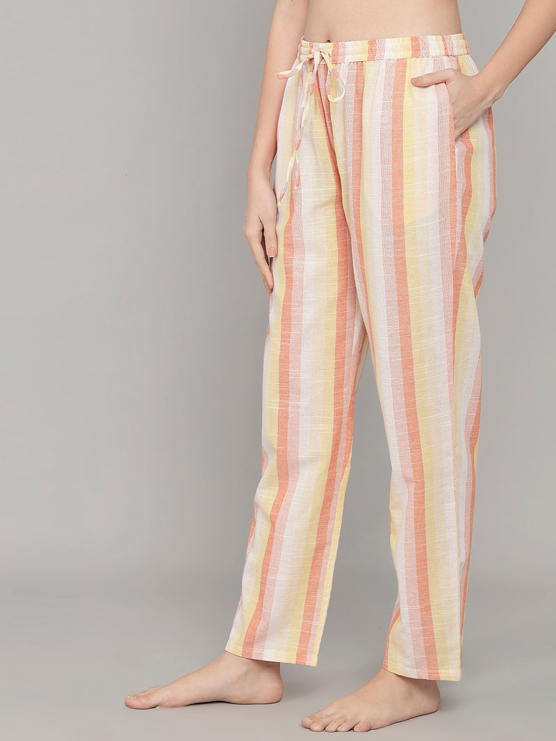 Multicolor Cotton Stripe Women's Pyjama