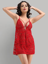 Women's Lace Above Knee BabyDoll Dress/ Nightwear Lingerie - Red