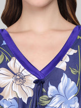 Blue Shaded Floral Print Satin Kaftan by Shararat
