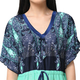 Green and Multicolor Stripe Satin Kaftan