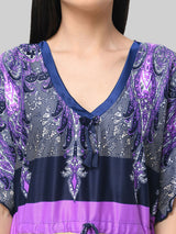 Purple and Multicolor Stripe Satin Kaftan