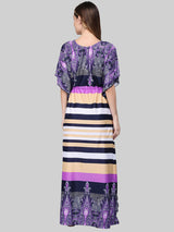 Purple and Multicolor Stripe Satin Kaftan