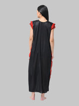 Black Women's Satin Solid Nighty by Shararat